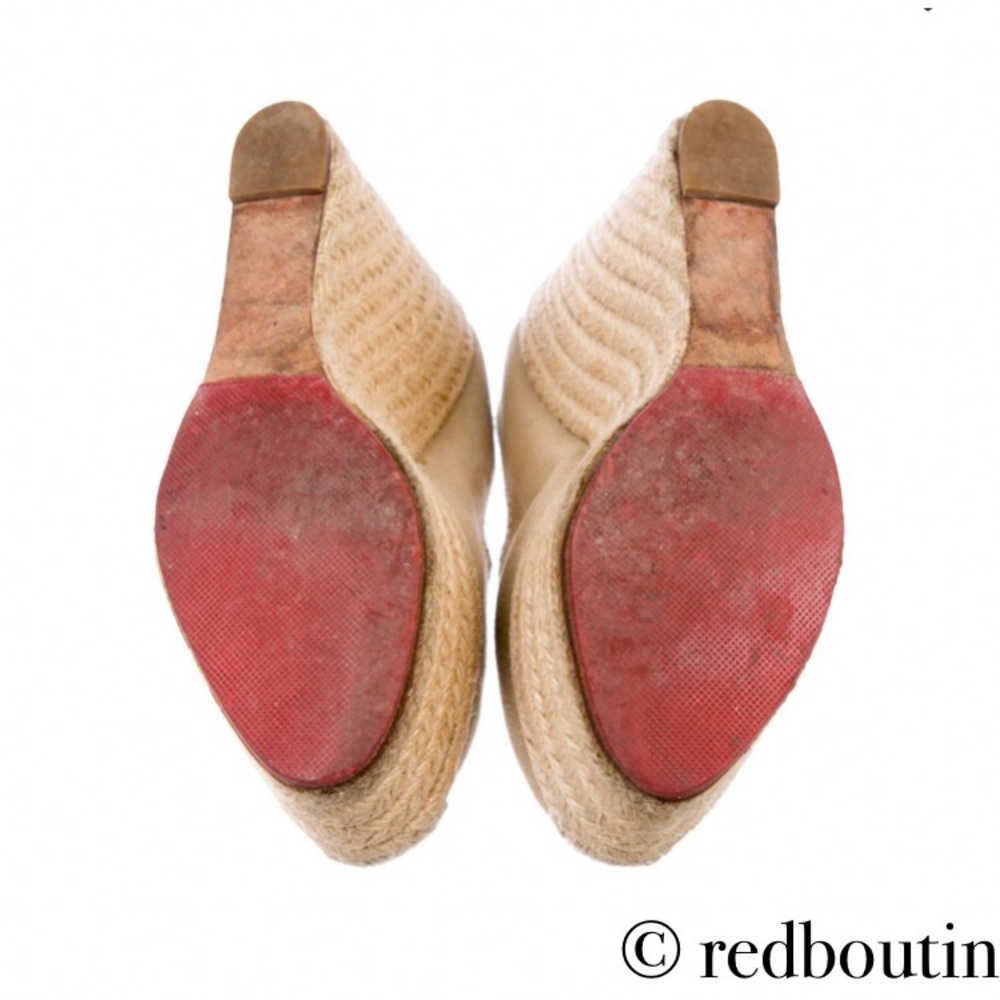 👠sold👠CHRISTIAN louboutin Tan Canvas espadrilles - Picture 4 of 4